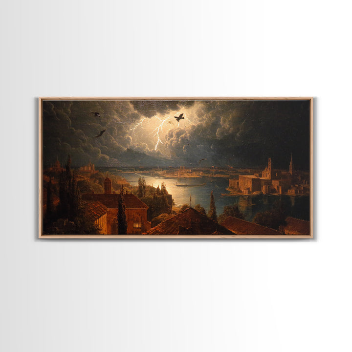 The Halloween Storm, Symbolist Gothic Landscape, Wide Panoramic Art, Macabre Wall Art, Canvas Print, Halloween Wall Art, Halloween Decor