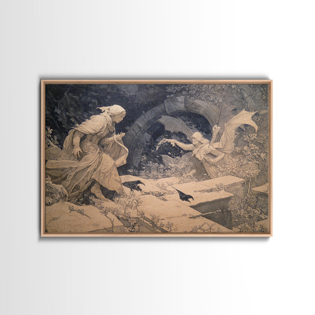 The Halloween Storm, Symbolist Death Art, Landscape Wall Art, Dark Fantasy Wall Art, Framed Canvas Print, Halloween Wall Art