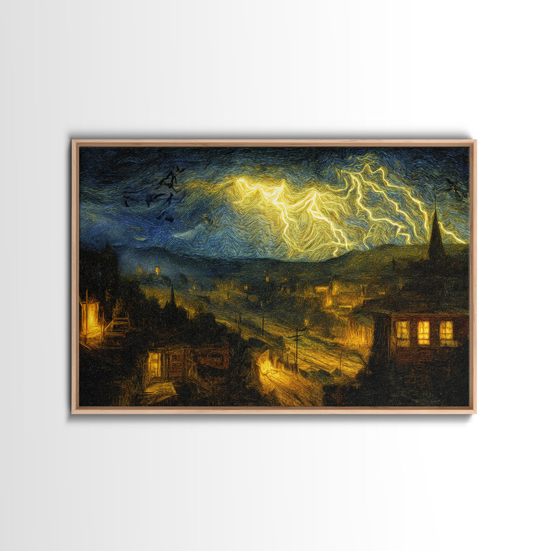 The Halloween Storm, Expressionist Gothic Art, Landscape Wall Art, Gothic Horror Wall Art, Canvas Print, Halloween Wall Art