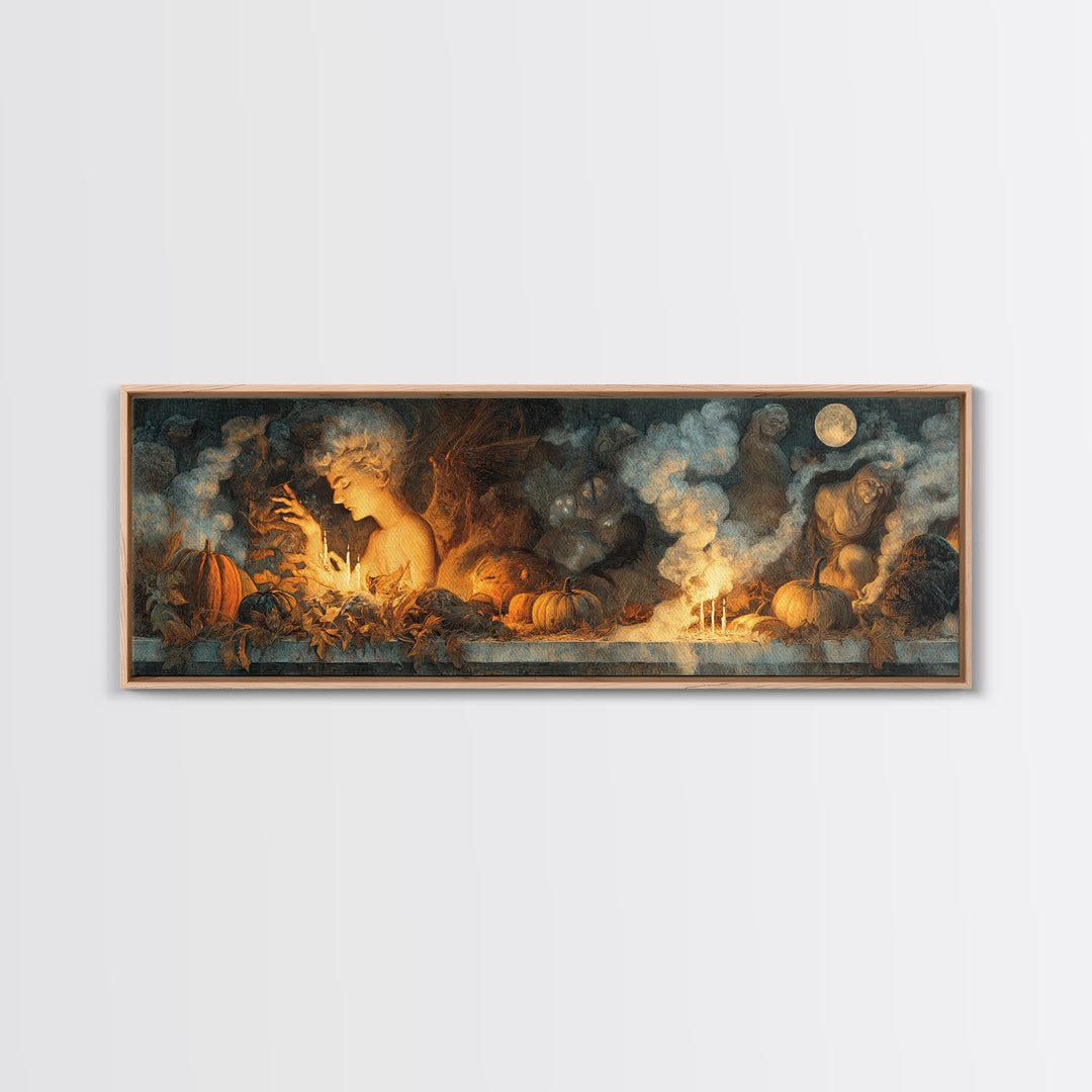 The First Frost Awakening, Visionary Gothic Art, Extra Wide Wall Art, Macabre Wall Art, Canvas Print, Halloween Wall Art