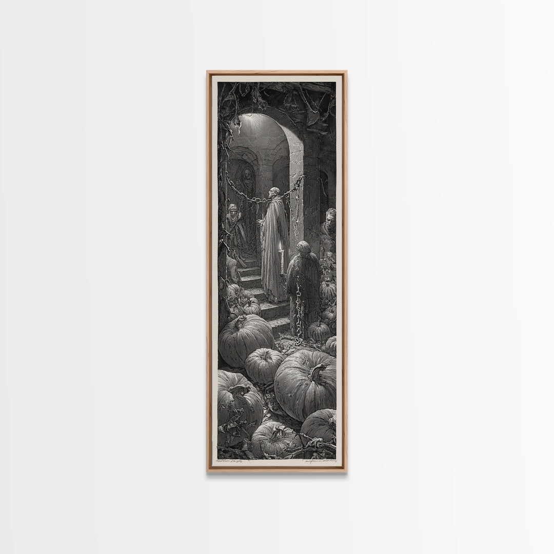 The First Frost Awakening, Architectural Etching Art, Tall Narrow Wall Art, Dark Fantasy Wall Art, Canvas Print