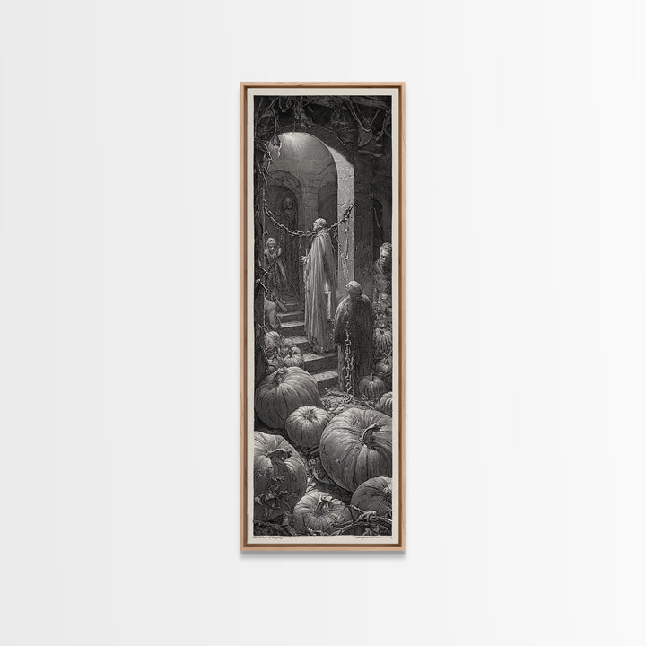 The First Frost Awakening, Architectural Etching Art, Tall Narrow Wall Art, Dark Fantasy Wall Art, Canvas Print