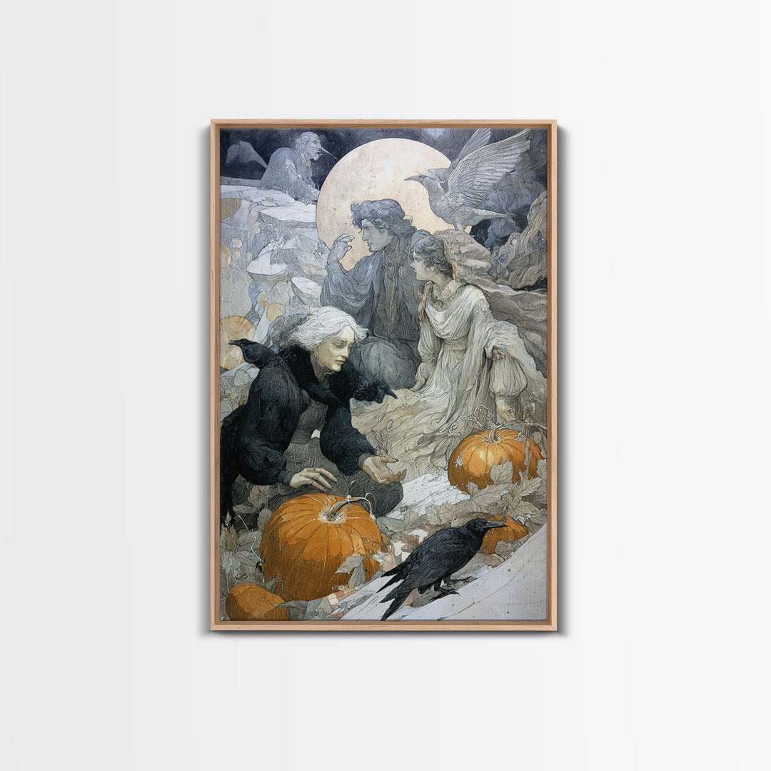The First Frost Awakening, Symbolist Death Art, Vertical Wall Art, Dark Fantasy Wall Art, Canvas Print, Halloween Wall Art