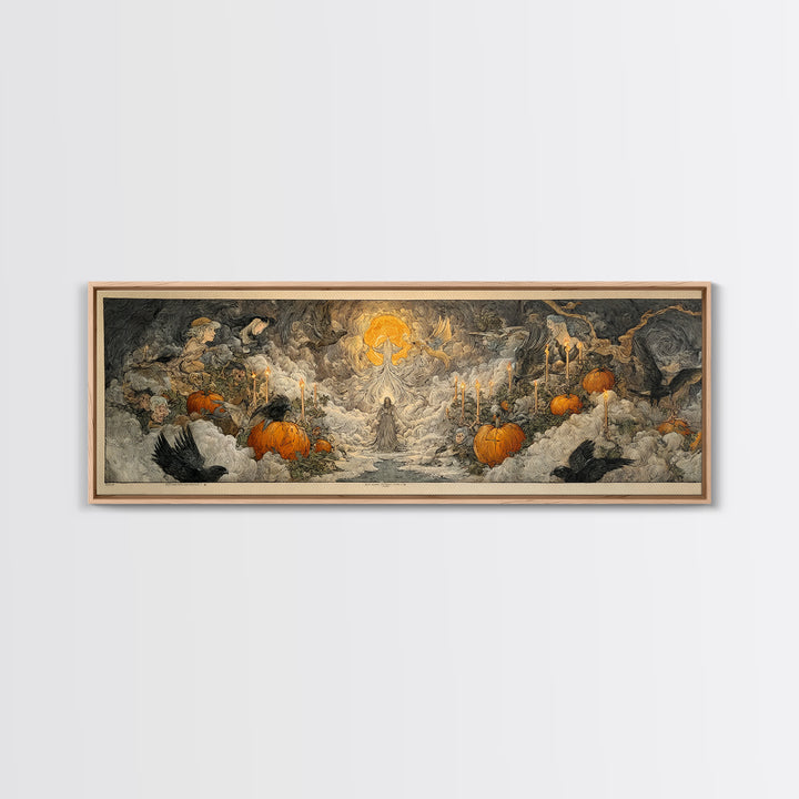 The First Frost Awakening, Expressionist Nightmare Art, Extra Wide Wall Art, Dark Fantasy Wall Art, Canvas Print, Halloween Wall Art