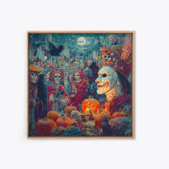 The First Frost Awakening, Grotesque Carnival Art, Square Wall Art, Macabre Wall Art, Canvas Print, Halloween Wall Art, Spooky Wall Decor