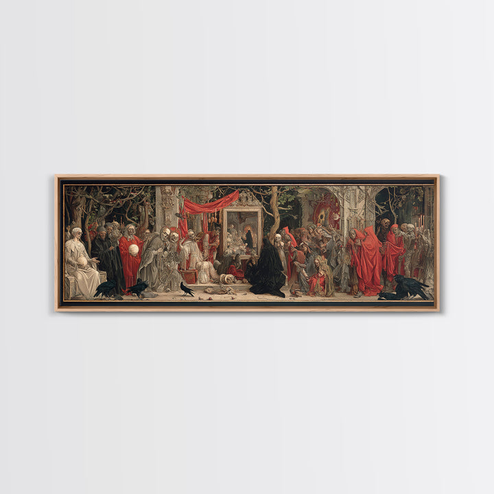The Cursed Mirror, Dark Renaissance Art, Extra Wide Wall Art, Macabre Wall Art, Canvas Print, Halloween Wall Art, Horror Wall Art