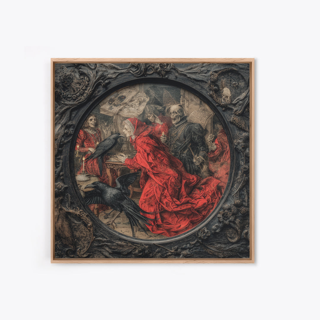 The Cursed Mirror, Danse Macabre Art, Square Wall Art, Macabre Wall Art, Canvas Print, Halloween Wall Art