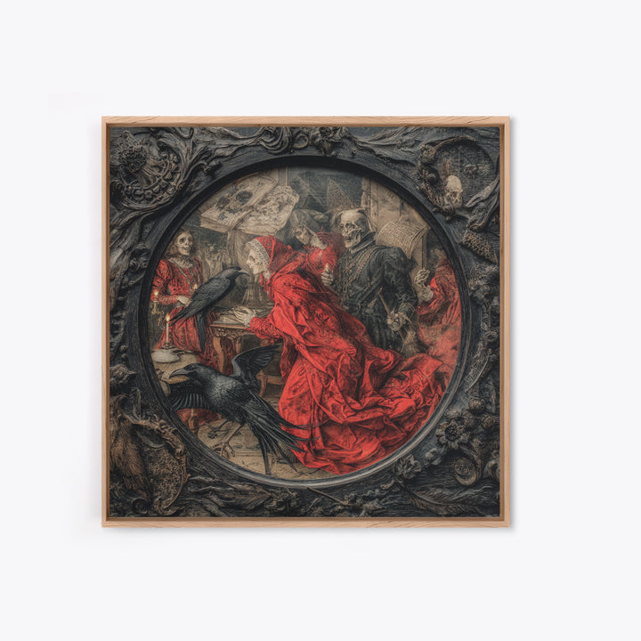 The Cursed Mirror, Danse Macabre Art, Square Wall Art, Macabre Wall Art, Canvas Print, Halloween Wall Art