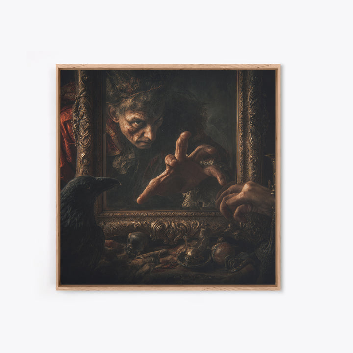 The Cursed Mirror, Baroque Witchcraft Art, Square Wall Art, Macabre Wall Art, Canvas Print, Halloween Wall Art, Gothic Home Decor