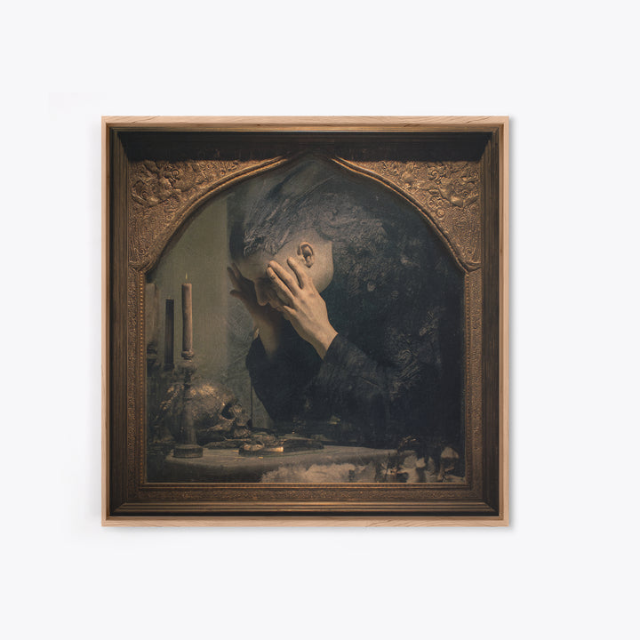 The Cursed Mirror, Dark Symbolist Art, Square Wall Art, Macabre Wall Art, Canvas Print, Halloween Wall Art, Collectible Wall Decor