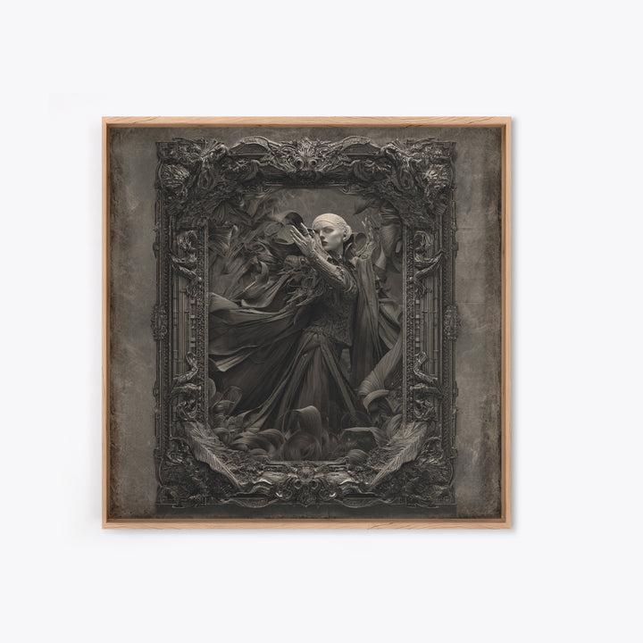 The Cursed Mirror, Biomechanical Horror Art, Square Wall Art, Dark Halloween Decor, Canvas Print, Halloween Wall Art, Macabre Wall Art