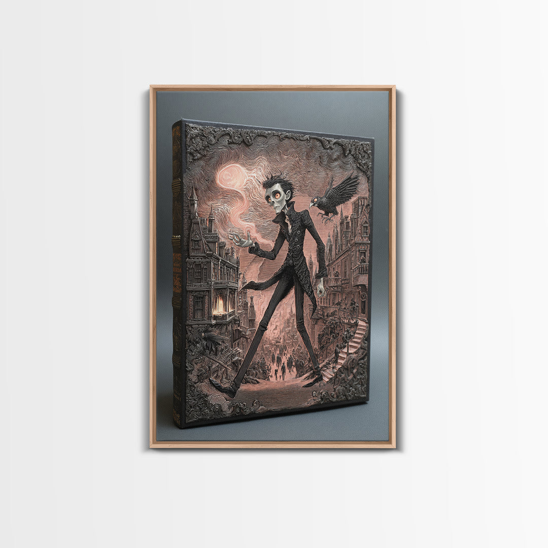 The Living Spellbook, Victorian Macabre Art, Vertical Wall Art, Gothic Horror Wall Art, Canvas Print, Halloween Wall Art