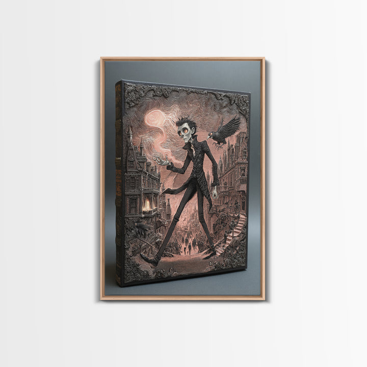 The Living Spellbook, Victorian Macabre Art, Vertical Wall Art, Gothic Horror Wall Art, Canvas Print, Halloween Wall Art