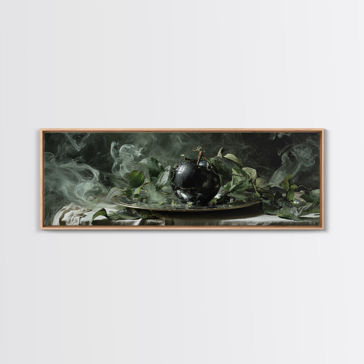 The Poisoned Apple, Dark Renaissance Art, Extra Wide Wall Art, Dark Halloween Decor, Framed Canvas Print, Halloween Wall Art
