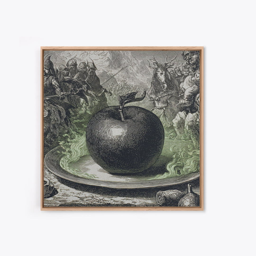The Poisoned Apple, Renaissance Engraving Art, Square Wall Art, Dark Fantasy Wall Art, Canvas Print, Halloween Wall Art, Gothic Home Decor