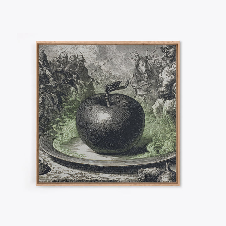 The Poisoned Apple, Renaissance Engraving Art, Square Wall Art, Dark Fantasy Wall Art, Canvas Print, Halloween Wall Art, Gothic Home Decor