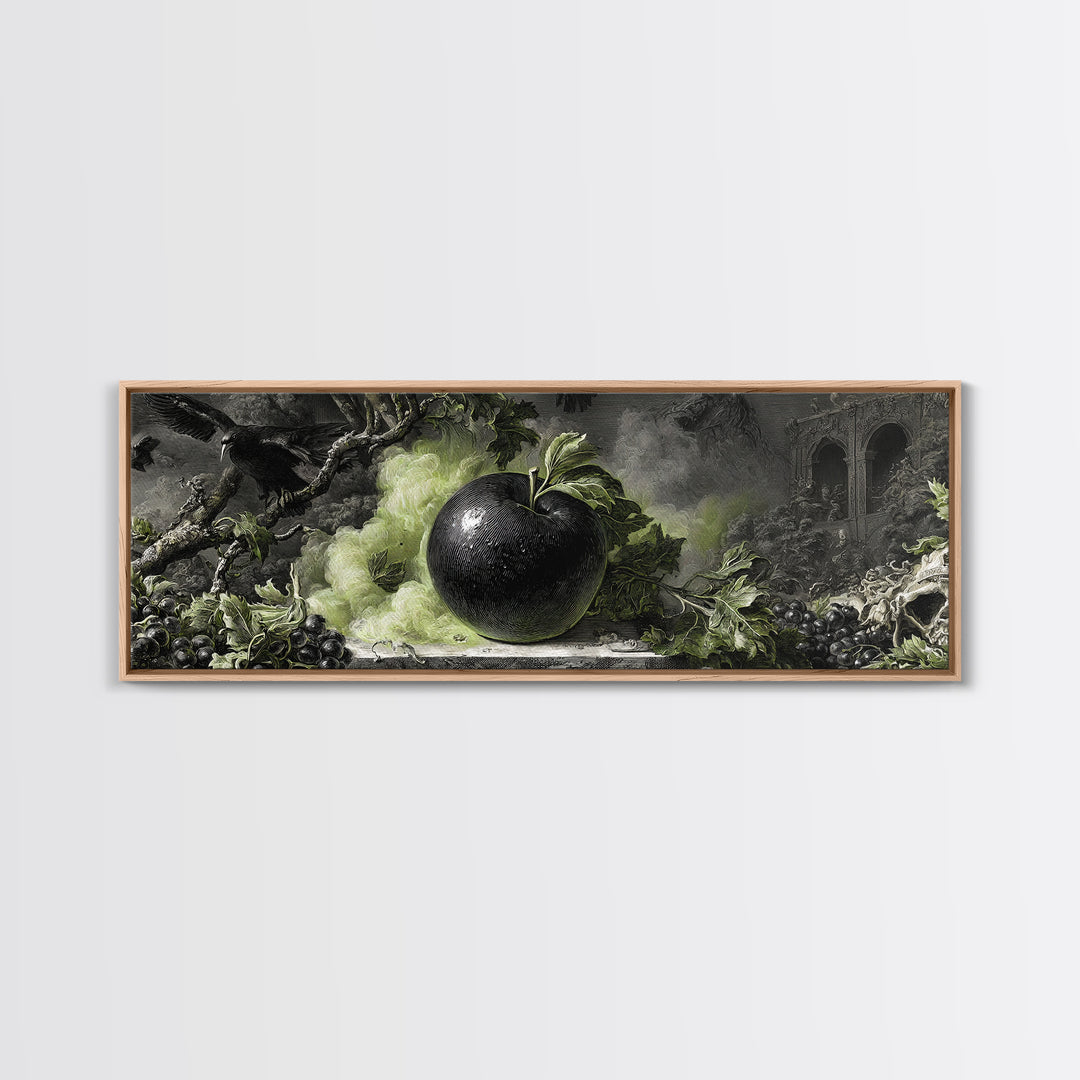 The Poisoned Apple, Dark Romantic Horror Art, Extra Wide Wall Art, Dark Halloween Decor, Canvas Print, Halloween Wall Art
