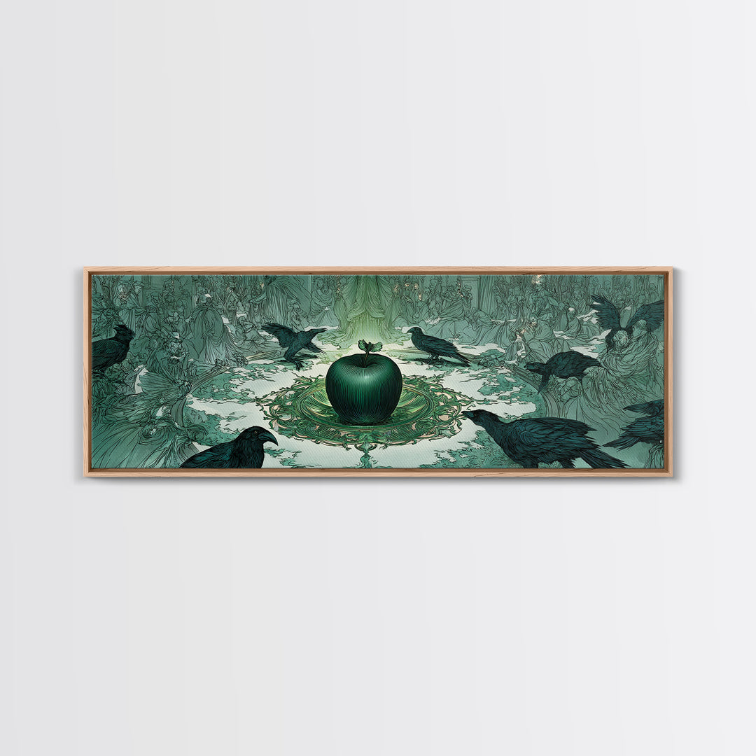 The Poisoned Apple, Symbolist Death Art, Extra Wide Wall Art, Macabre Wall Art, Canvas Print, Halloween Wall Art