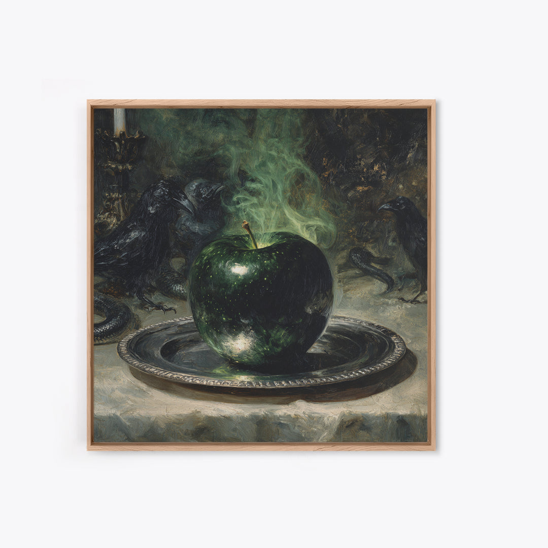 The Poisoned Apple, Dark Symbolist Art, Square Wall Art, Dark Fantasy Wall Art, Framed Canvas Print, Halloween Wall Art