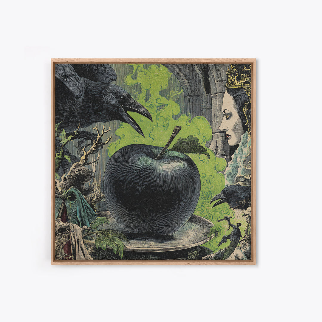 The Poisoned Apple, Symbolist Etching Art, Square Wall Art, Dark Fantasy Wall Art, Canvas Print, Halloween Wall Art, Gothic Home Decor
