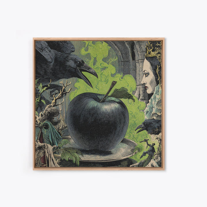 The Poisoned Apple, Symbolist Etching Art, Square Wall Art, Dark Fantasy Wall Art, Canvas Print, Halloween Wall Art, Gothic Home Decor