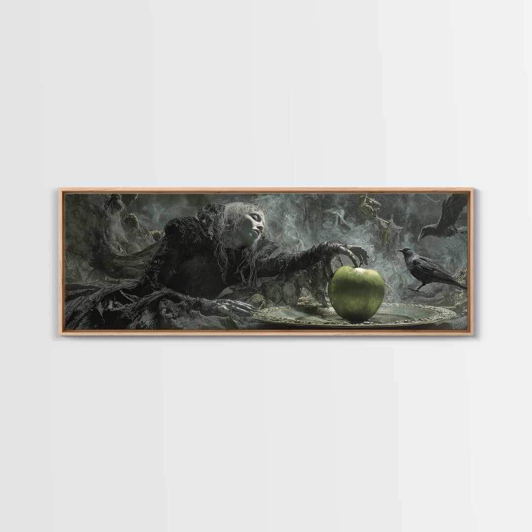 The Poisoned Apple, Expressionist Nightmare Art, Extra Wide Wall Art, Gothic Horror Wall Art, Framed Canvas Print, Halloween Wall Art