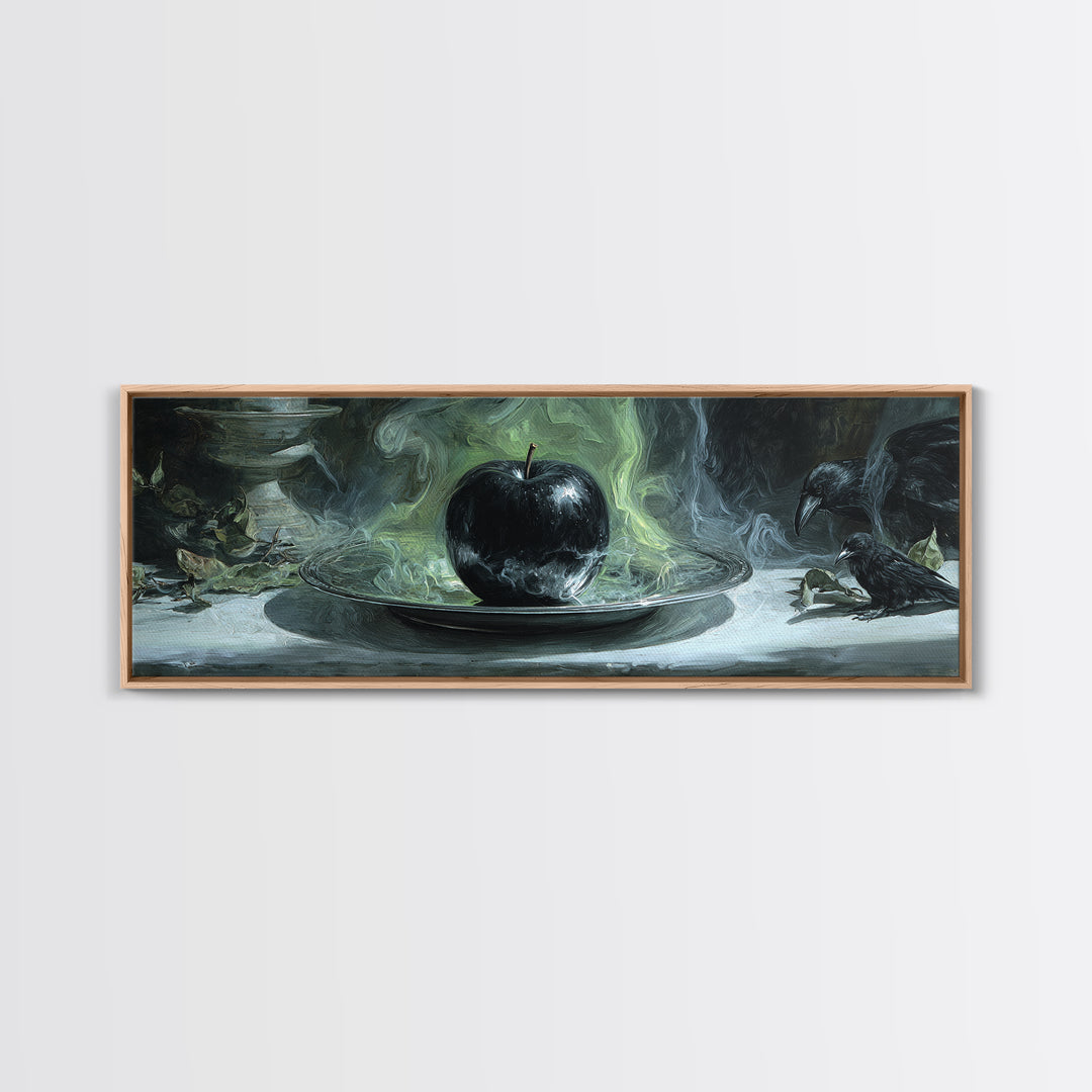 The Poisoned Apple, Expressionist Gothic Art, Extra Wide Wall Art, Dark Halloween Decor, Framed Canvas Print, Halloween Wall Art