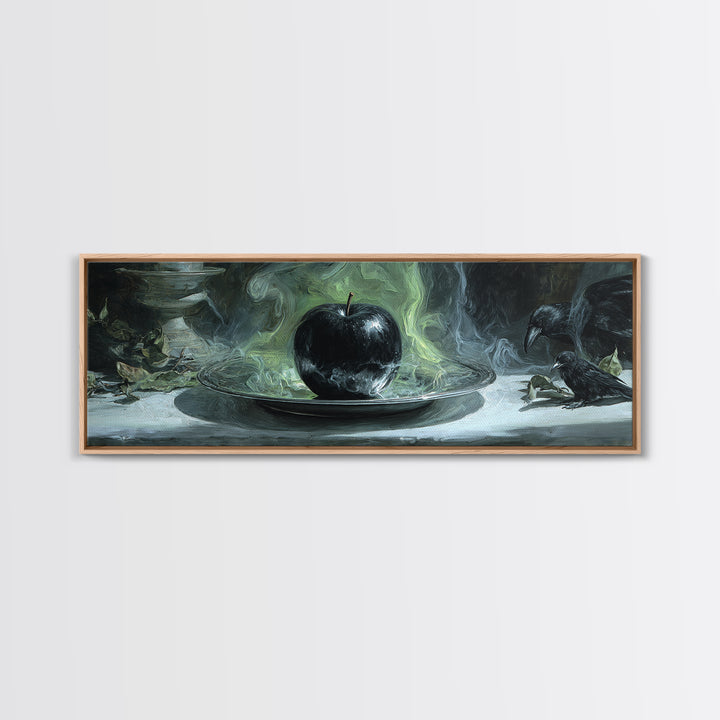 The Poisoned Apple, Expressionist Gothic Art, Extra Wide Wall Art, Dark Halloween Decor, Framed Canvas Print, Halloween Wall Art