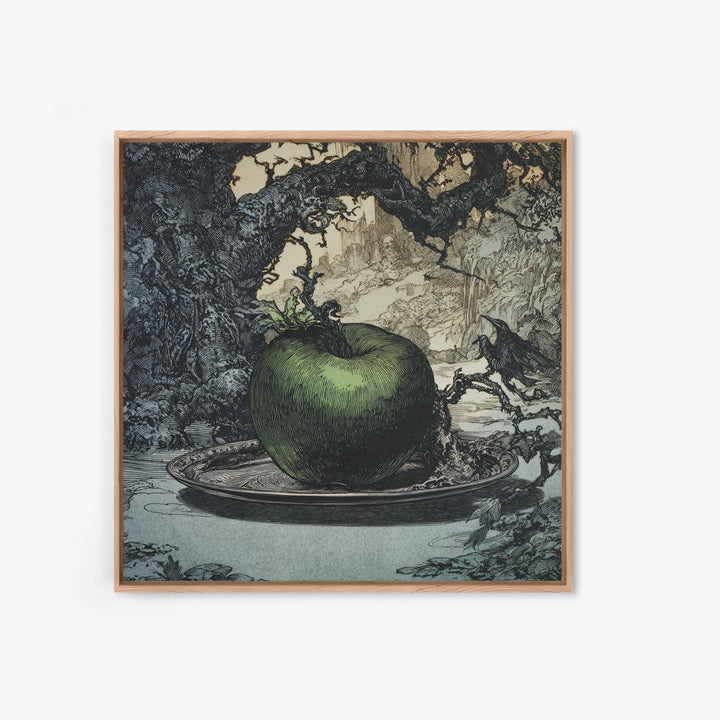 The Poisoned Apple, Gothic Storybook Art, Square Wall Art, Macabre Wall Art, Framed Canvas Print, Halloween Wall Art