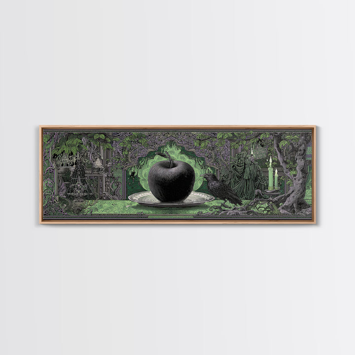 The Poisoned Apple, Stained Glass Gothic Art, Extra Wide Wall Art, Macabre Wall Art, Canvas Print, Halloween Wall Art, Statement Wall Art