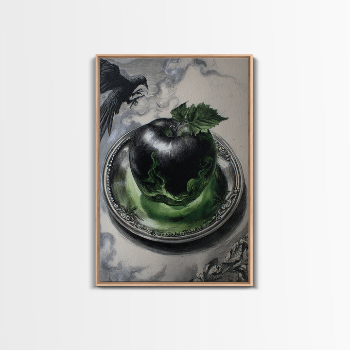The Poisoned Apple, Victorian Macabre Art, Vertical Wall Art, Dark Halloween Decor, Framed Canvas Print, Halloween Wall Art