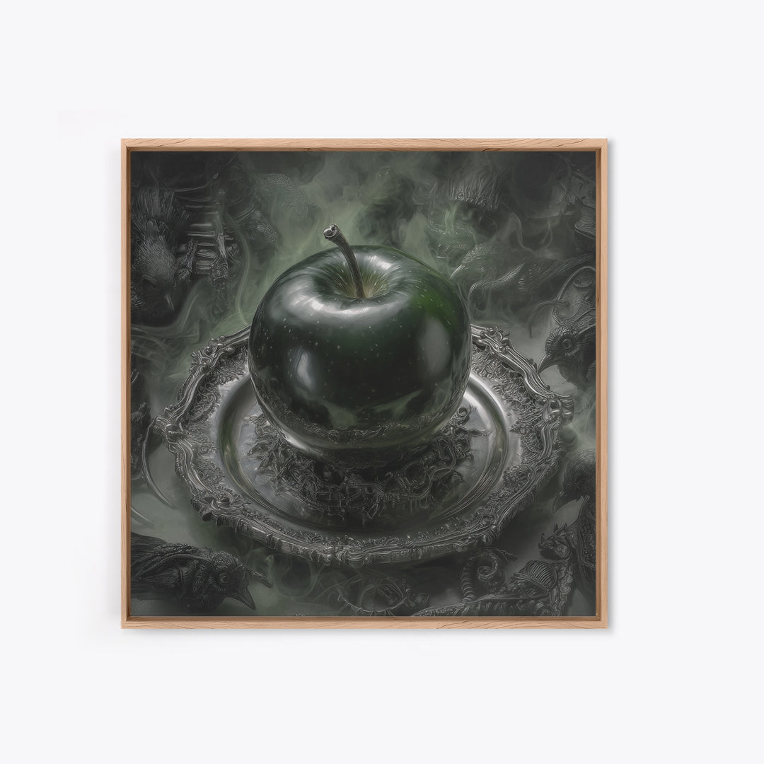 The Poisoned Apple, Biomechanical Horror Art, Square Wall Art, Dark Fantasy Wall Art, Canvas Print, Halloween Wall Art, Spooky Wall Decor