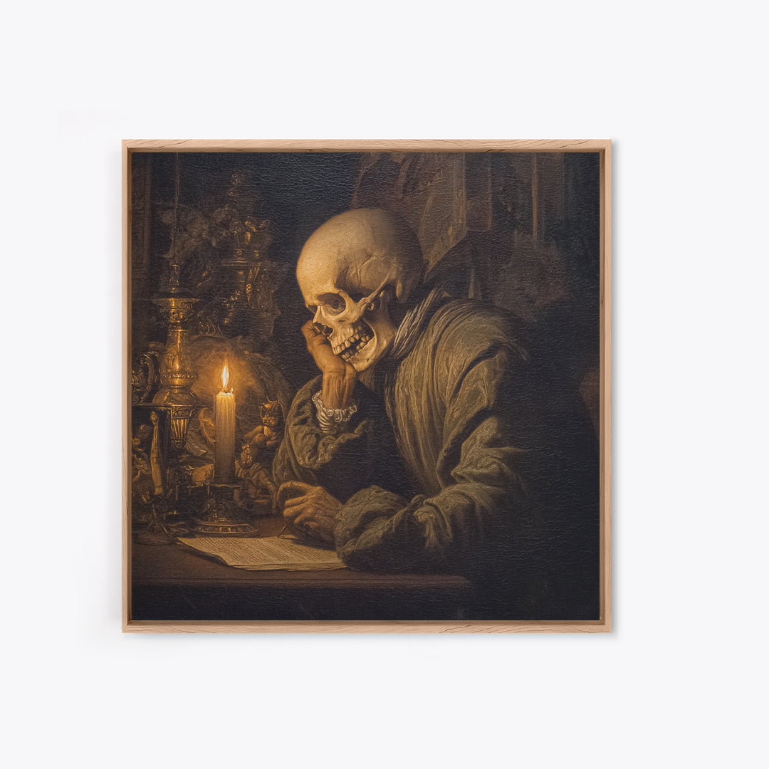 The Talking Skull, Danse Macabre Art, Square Wall Art, Gothic Horror Wall Art, Canvas Print, Halloween Wall Art