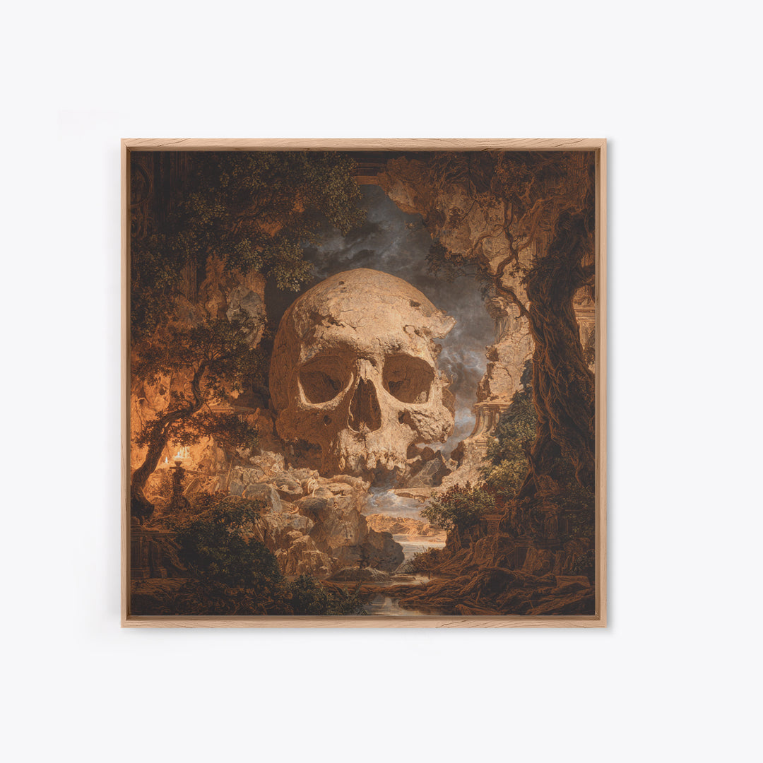 The Talking Skull, Baroque Witchcraft Art, Square Wall Art, Gothic Horror Wall Art, Canvas Print, Halloween Wall Art, Dark Fantasy Art