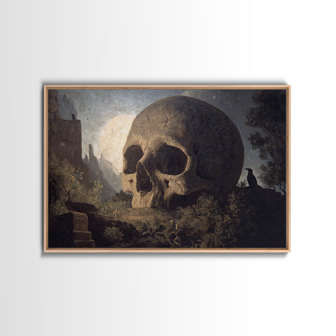 The Talking Skull, Romantic Gothic Landscape, Landscape Wall Art, Macabre Wall Art, Canvas Print, Halloween Wall Art