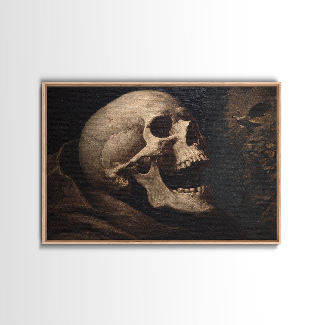 The Talking Skull, Symbolist Gothic Landscape, Landscape Wall Art, Gothic Horror Wall Art, Framed Canvas Print, Halloween Wall Art