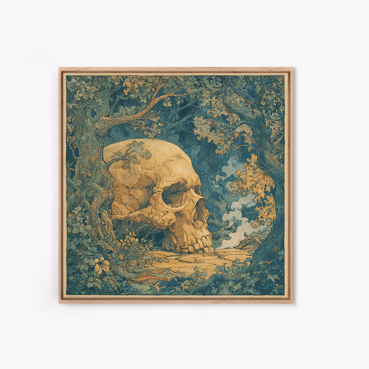 The Talking Skull, Gothic Storybook Art, Square Wall Art, Gothic Horror Wall Art, Framed Canvas Print, Halloween Wall Art