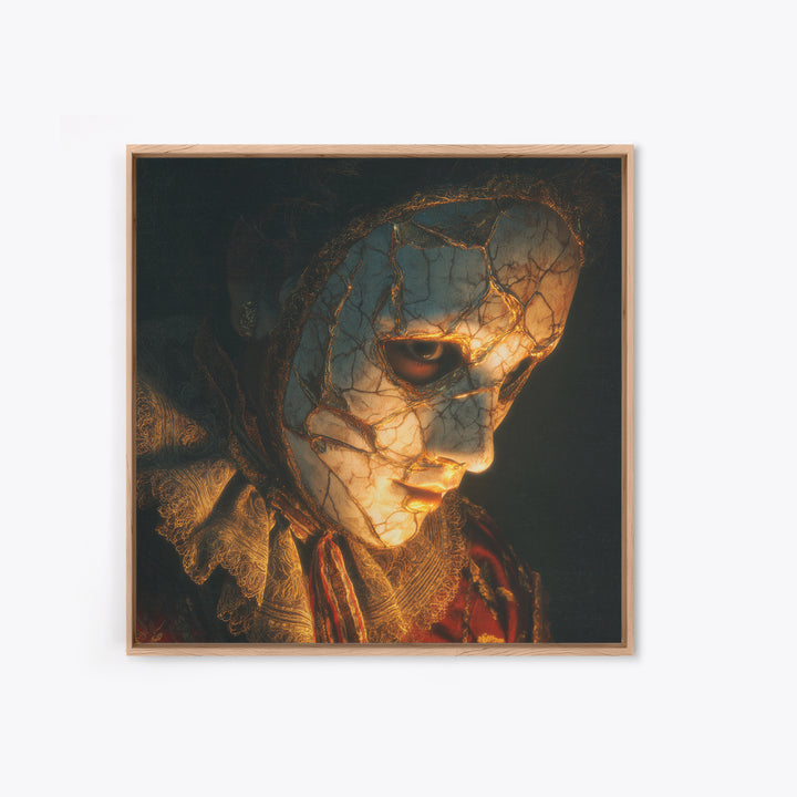The Cracked Porcelain Mask, Decadent Gothic Art, Square Wall Art, Dark Fantasy Wall Art, Canvas Print, Halloween Wall Art