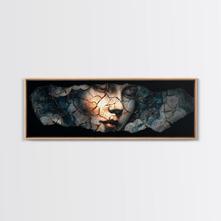 The Cracked Porcelain Mask, Expressionist Gothic Art, Extra Wide Wall Art, Gothic Horror Wall Art, Canvas Print, Halloween Wall Art