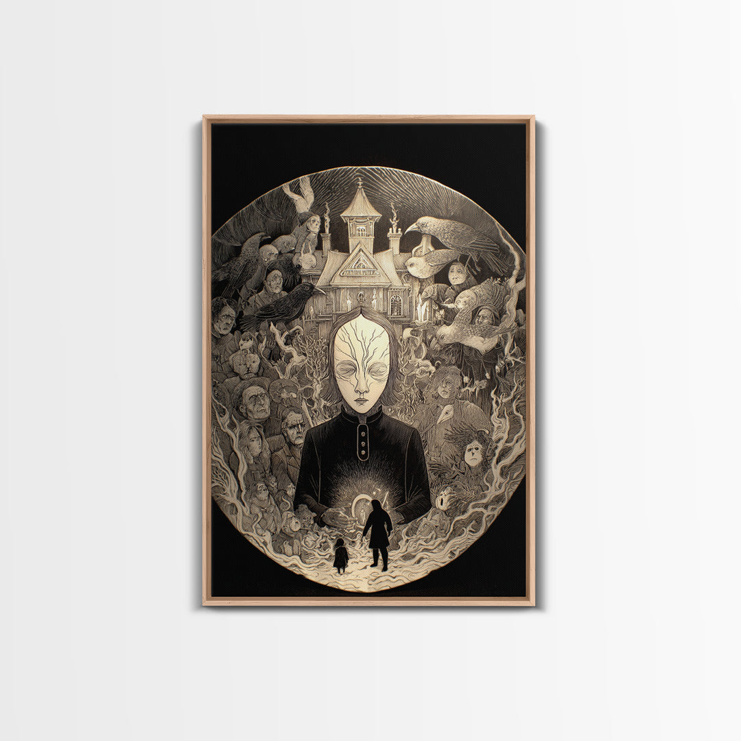 The Cracked Porcelain Mask, Victorian Macabre Art, Vertical Wall Art, Dark Fantasy Wall Art, Framed Canvas Print, Halloween Wall Art