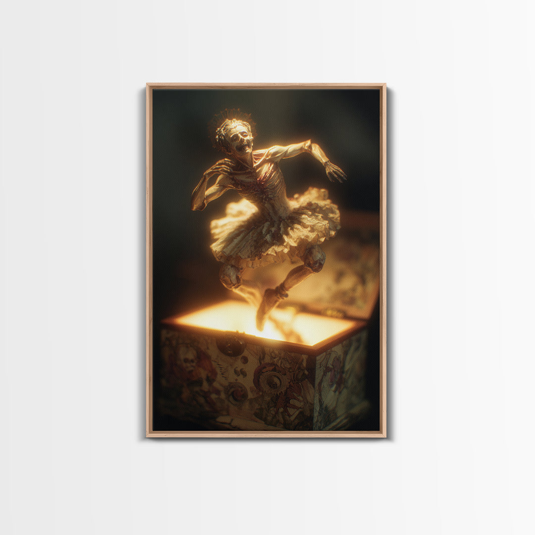 The Haunted Music Box, Dark Renaissance Art, Vertical Wall Art, Dark Fantasy Wall Art, Framed Canvas Print, Halloween Wall Art