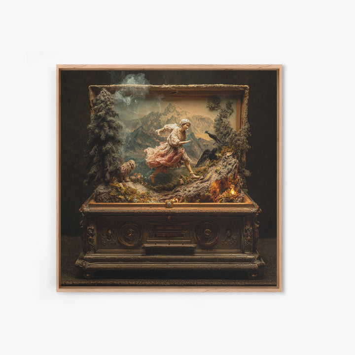 The Haunted Music Box, Baroque Witchcraft Art, Square Wall Art, Dark Halloween Decor, Canvas Print, Halloween Wall Art
