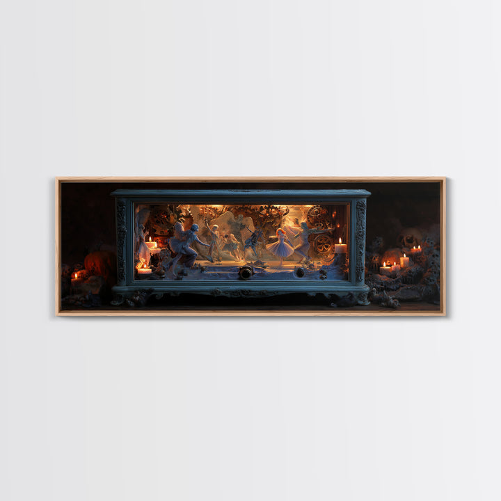The Haunted Music Box, Visionary Gothic Art, Extra Wide Wall Art, Gothic Horror Wall Art, Canvas Print, Halloween Wall Art