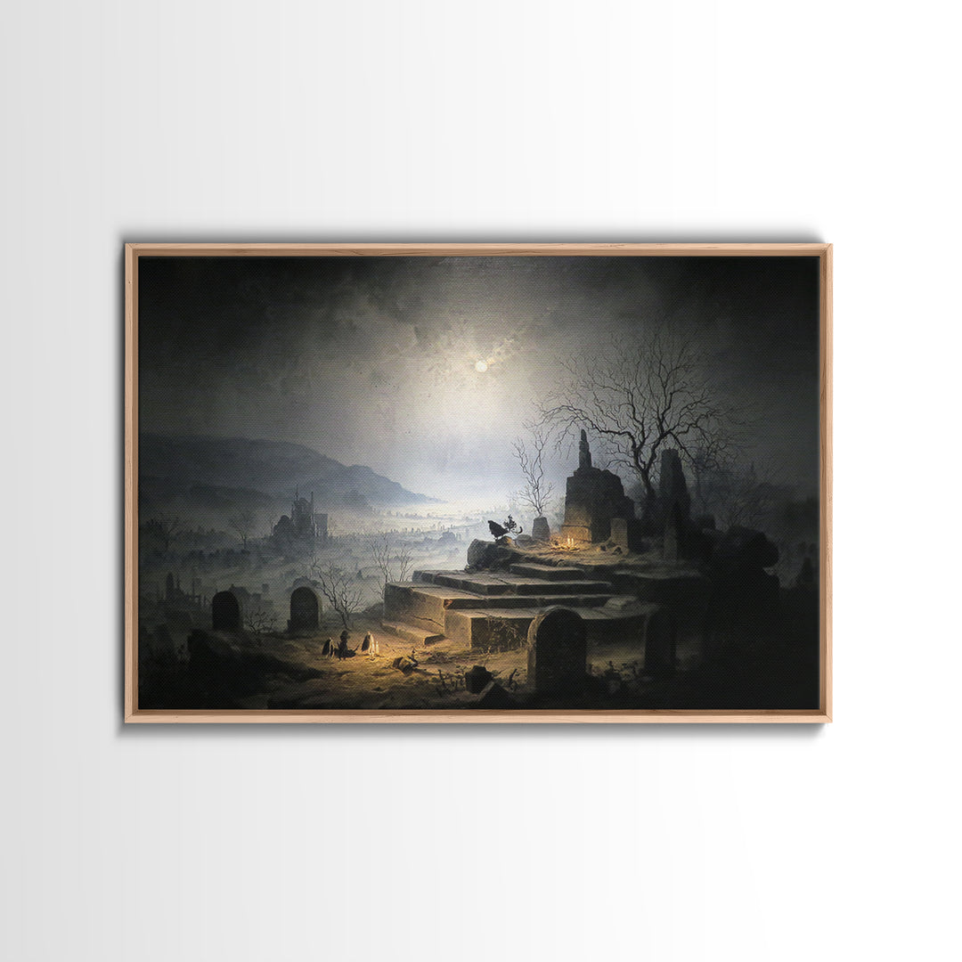 The Haunted Music Box, Romantic Gothic Landscape, Landscape Wall Art, Gothic Horror Wall Art, Framed Canvas Print