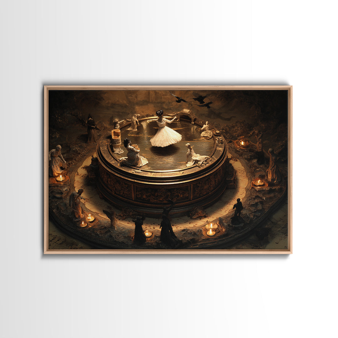 The Haunted Music Box, Symbolist Gothic Landscape, Landscape Wall Art, Dark Fantasy Wall Art, Canvas Print, Halloween Wall Art