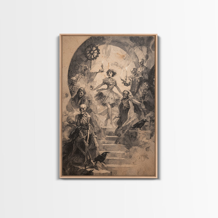 The Haunted Music Box, Decadent Gothic Art, Vertical Wall Art, Dark Halloween Decor, Canvas Print, Halloween Wall Art