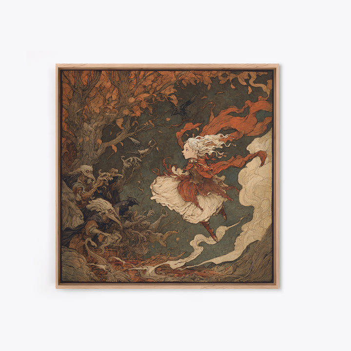 The Haunted Music Box, Gothic Storybook Art, Square Wall Art, Dark Fantasy Wall Art, Framed Canvas Print, Halloween Wall Art