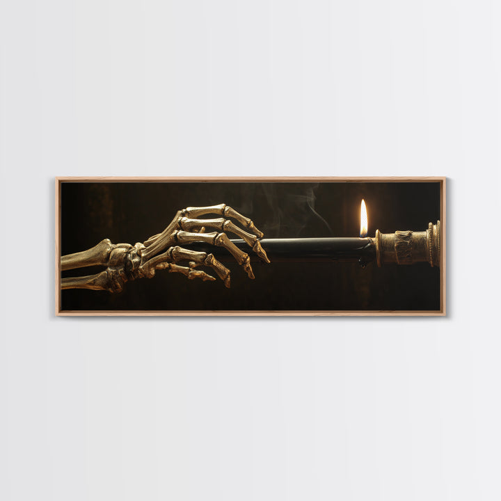 The Skeletal Hand Candleholder, Ornate Symbolist Art, Extra Wide Wall Art, Dark Halloween Decor, Canvas Print, Halloween Wall Art