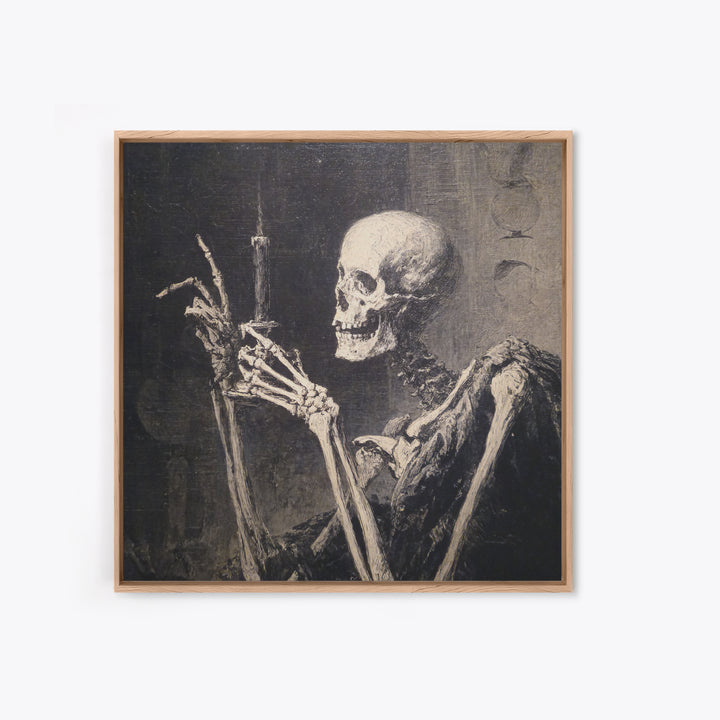The Skeletal Hand Candleholder, Decadent Gothic Art, Square Wall Art, Gothic Horror Wall Art, Canvas Print, Halloween Wall Art