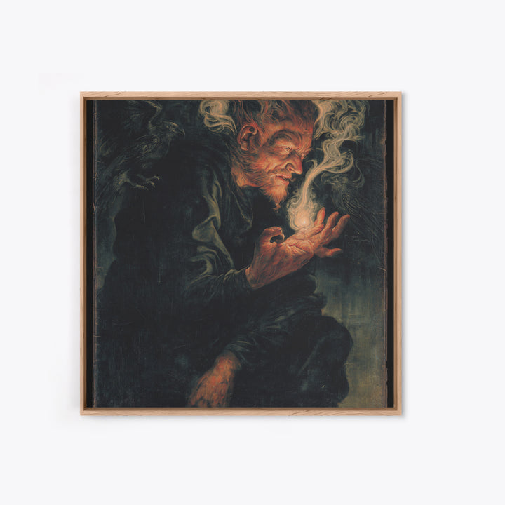 The Black Wax Candle, Dark Renaissance Art, Square Wall Art, Macabre Wall Art, Canvas Print, Halloween Wall Art